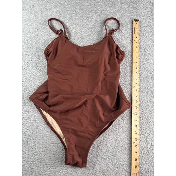 Kona Sol Swimsuit Women Large Brown Padded Accent One Piece Medium Coverage NWOT - Picture 4 of 11